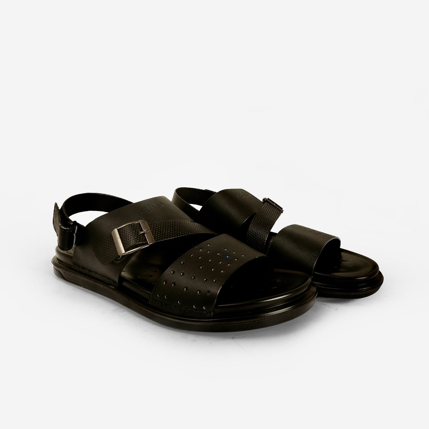 STRAP X Black Sandals For Men SS-03